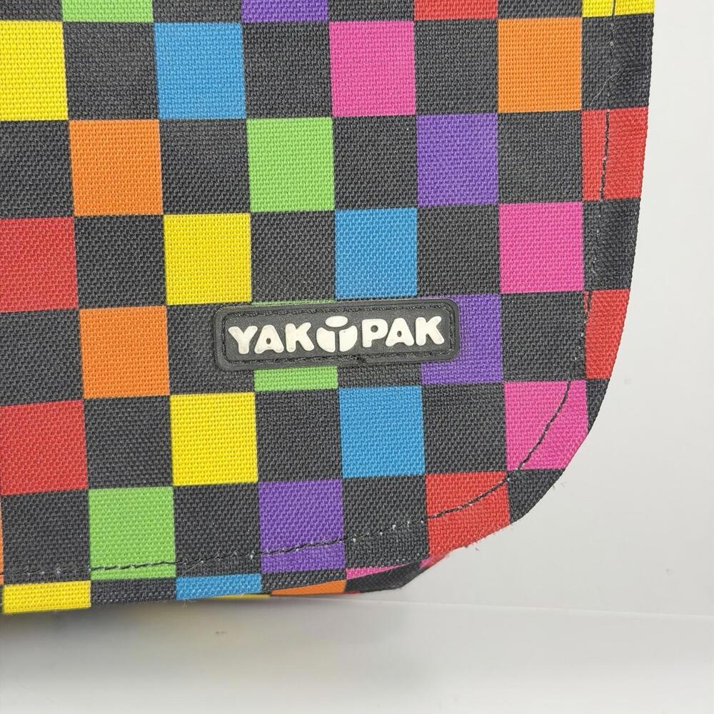 Yak Pak Messenger Bag Multi Color Checkered Shoulder Bag Multiple Pockets - Picture 2 of 8